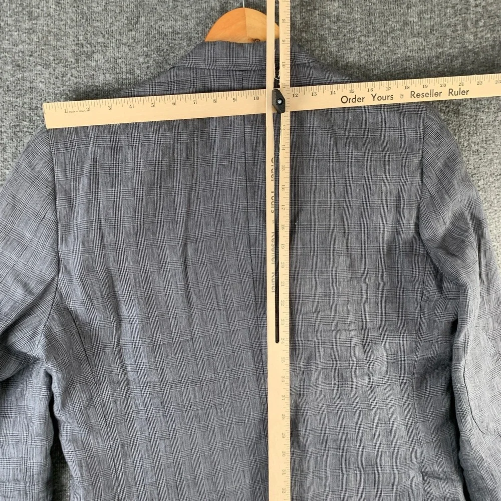 Joseph Abboud Linen Blazer Jacket Men XL Gray Glen Check Sport Coat Elbow Patch